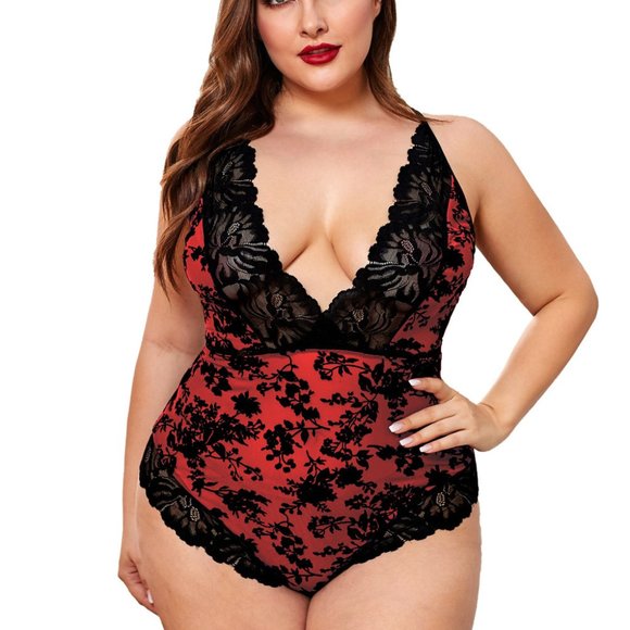 Red and black Promise Lace Teddy bodysuit lingerie - Picture 7 of 9